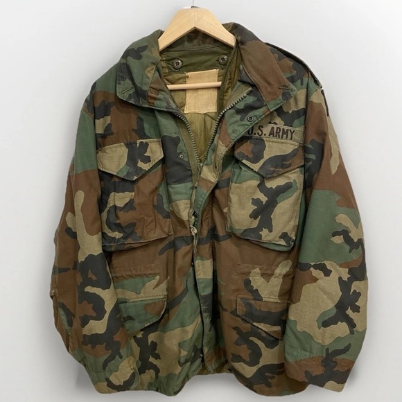 Vtg Authentic US Army Camo Military Cold Weather Field Canvas Jacket - Picture 1 of 12